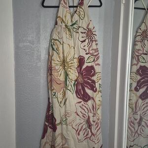 Old Navy Cream and Red Halter Sundress Resort Wear Maxi